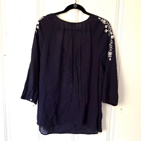 Talbots Navy Embroidered Tunic - Picture 5 of 5